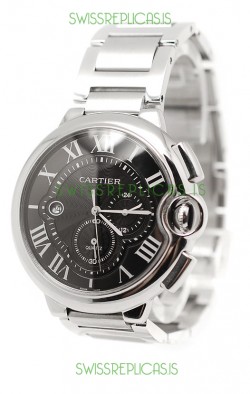 Ballon De Cartier Chronograph Swiss Replica Watch in Black Dial
