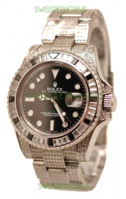 Rolex GMT Masters II 2011 Edition Swiss Replica Watch with Diamonds Casing and Bezel