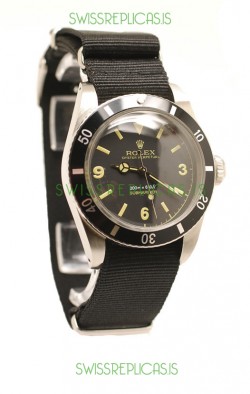 Rolex Submariner Swiss Watch Black Nylon Strap Watch