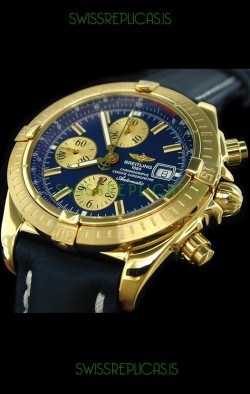 Breitling Evolution Swiss Replica Watch in Gold Case Blue Dial