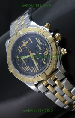 Breitling Chronomat B01 Two Tone Swiss Watch in Black Dial
