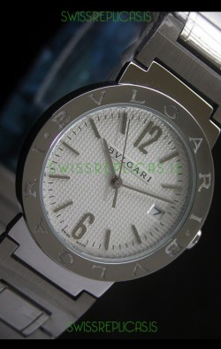Bvlgari Diagono Japanese Replica Quartz Watch in White Dial