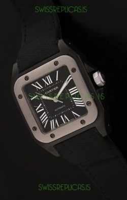 Cartier Santos Swiss Replica Titanium Bezel Watch