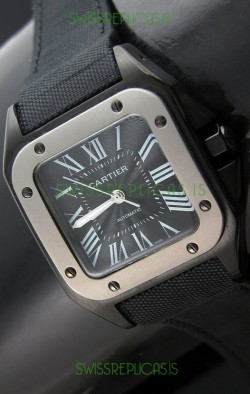 Cartier Santos 100 Japanese Replica Watch with Titanium Bezel