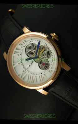 Rotonde De Cartier Cadran Love Japanese Replica Watch - Yellow Gold Case