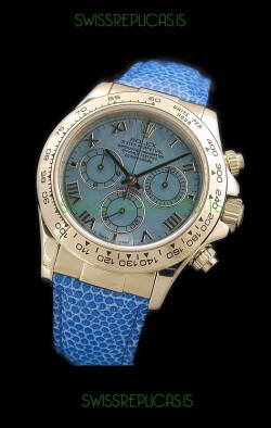 Rolex Daytona Cosmograph Swiss Replica Steel Watch in Blue Pearl Dial