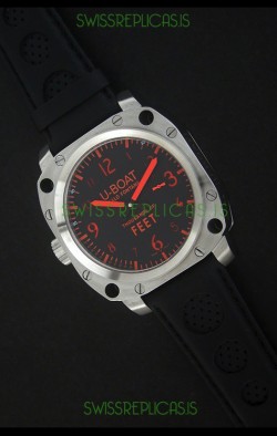 U-Boat Thousands of Feet Swiss Steel Automatic Watch in Red Markers
