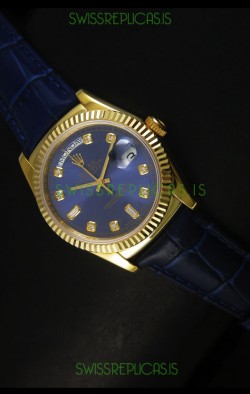 Rolex Day Date 36MM Yellow Gold Swiss Replica Watch - Dark Blue Dial