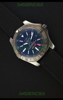 Breitling Avenger II BlackSteel GMT Swiss Replica Watch Nylon Strap 1:1 Mirror Replica Watch