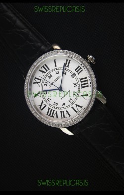 Cartier "Ronde De Cartier" Stainless Steel Case watch with Lab Created Diamonds Bezel
