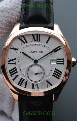 Drive De Cartier 1:1 Mirror Replica Watch in Rose Gold Plating - White Dial 