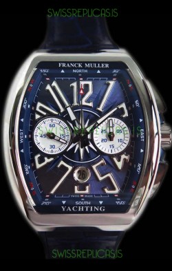 Franck Muller Vanguard Chronograph 904L Steel Blue Dial Swiss Watch 