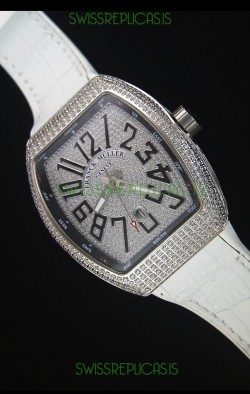 Franck Muller Vanguard Swiss Replica Watch in Diamonds Encrusted Dial