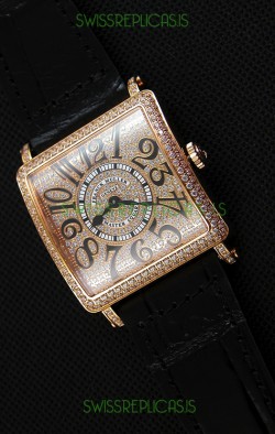 Franck Muller Master of Sqaure Ladies Quartz Replica Watch in Pink Gold Case