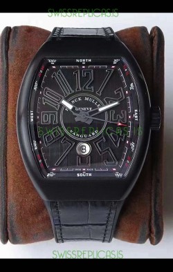 Franck Muller Vanguard DLC Coated Casing Black Indexes Swiss Watch