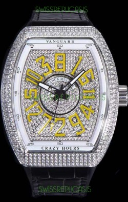 Franck Muller Vanguard Crazy Hours Edition Swiss Replica Watch - Yellow Numerals