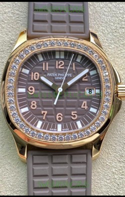 Patek Philippe Aquanaut LUCE 5072R-001 Quartz Swiss Replica Watch in Rose Gold Grey Dial - 35MM