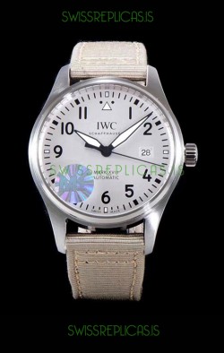 IWC Pilot's MARK XVIII Aviator 1:1 Swiss Watch in 904L Steel Case - Beige Nylon Strap 