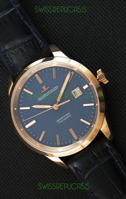 Jaeger LeCoultre Geophysic True Second Pink Gold Swiss Replica Watch Blue Dial 