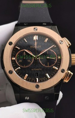 Hublot Classic Fusion Chronograph Ceramic Rose Gold Bezel Carbon Dial 1:1 Mirror Replica Watch 