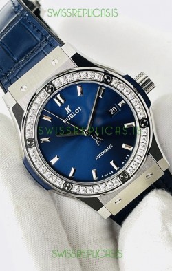 Hublot Classic Fusion Stainless Steel Blue Dial Swiss Replica Watch 1:1 Mirror Quality 