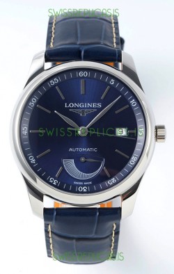 Longines Master Collection Automatic Power Reserve Blue Dial Swiss Replica Watch Leather Strap