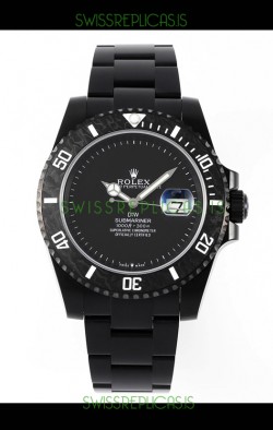 Rolex Submariner DiW DLC Coated Steel Casing Black Ceramic Bezel Edition Watch 
