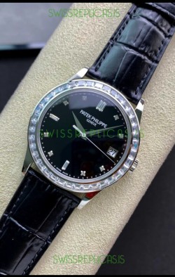 Patek Philippe Calatrava 5298P-012 in Black Dial 1:1 Mirror Replica 904L Steel Swiss Watch