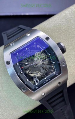Richard Mille RM010 Stainless Steel Replica Watch in Black Strap - Roman Numerals