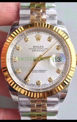 Rolex Datejust 41MM Cal.3135 Movement Swiss Replica Watch in 904L Steel Two Tone Casing Gold Dial