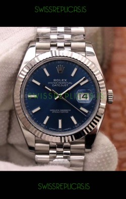 Rolex Datejust 41MM Cal.3135 Movement Swiss Replica Watch in 904L Steel Casing Blue Dial