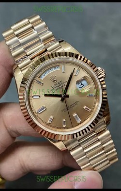 Rolex Day Date 40MM 228235 Rose Gold in Gold Dial 1:1 Mirror Replica Watch