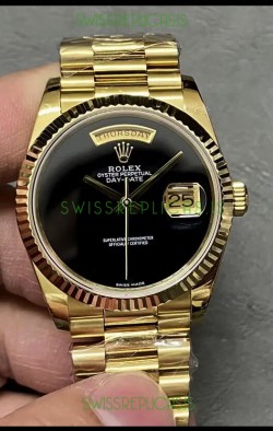 Rolex Day Date Presidential 18K Yellow Gold Watch 36MM - Black Dial 1:1 Mirror Quality