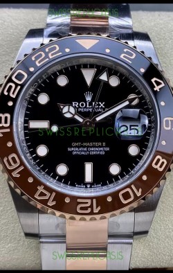 Rolex GMT Masters II M126711CHNR-0002 Everose Two Tone Gold Swiss Replica 1:1 Mirror Watch