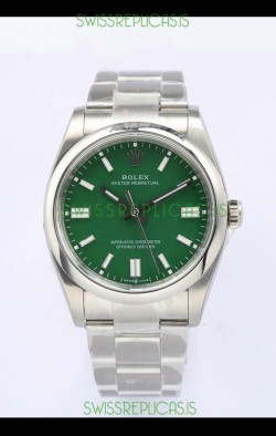 Rolex Oyster Perpetual REF#126000 36MM Swiss Movement Swiss Replica Green Dial 904L Steel 1:1 Mirror Replica Watch