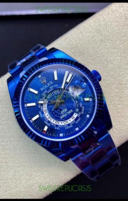 Rolex SkyDweller Swiss Watch in Blue PVD Coated Case - DIW Edition Blue Dial