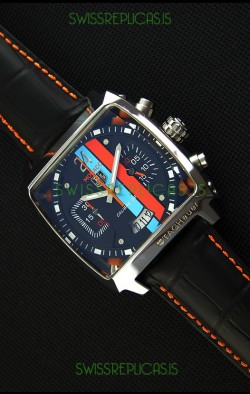 Tag Heuer Monaco 24 Quartz Replica Watch in Red/Blue Stripes Dial