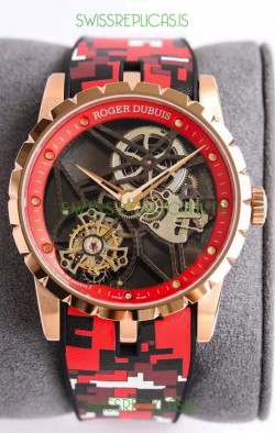 Roger Dubuis Excalibur Spider Flying Tourbillon Skeleton Rose Gold Casing 1:1 Mirror Swiss Watch
