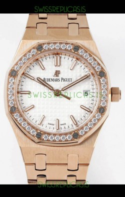 Audemars Piguet Royal Oak Swiss Automatic 34MM Swiss Watch in Rose Gold Casing - 1:1 Mirror Replica Edition