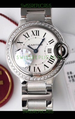 Ballon De Cartier Swiss Quartz 1:1 Mirror Quality 28MM in Steel Casing White Dial 