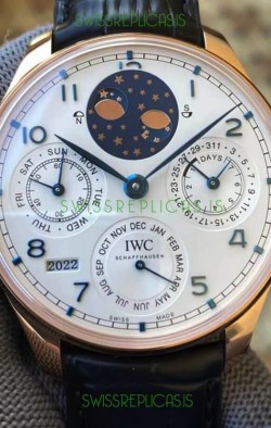 IWC Portuguese Perpetual Calendar Rose Gold Swiss Replica Watch REF. IW503405