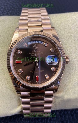 Rolex Day Date 36MM 118235 Rose Gold in Brown Dial 1:1 Mirror Replica Watch