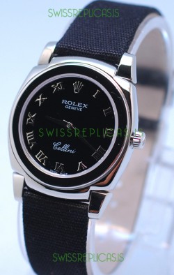 Rolex Cellini Cestello Ladies Swiss Black Watch in Roman Markers