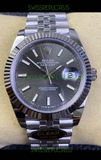 Rolex Datejust 41MM Cal.3135 Movement Swiss Replica Watch in 904L Steel / Grey Dial